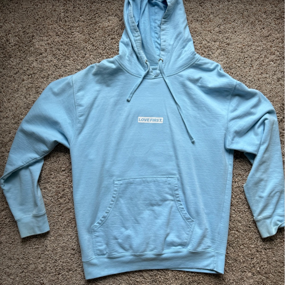 Love first hoodie - size large
